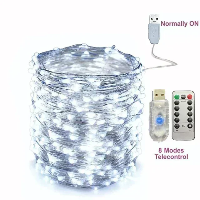 ตัวเลือกสินค้า โคมไฟ USB LED รีโมทคอนโทรล 8 ฟังก์ชั่น ตกแต่งบ้าน งานแต่งงาน คริสต์มาส