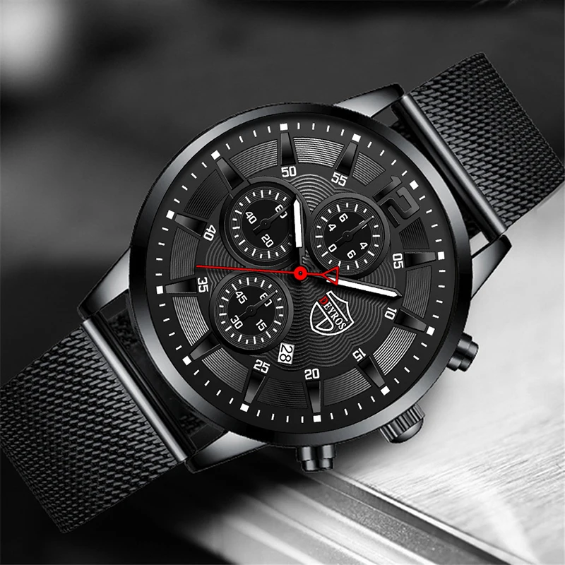 DEYROS Mens Fashion Minimalist Watches Men Business Casual Quartz Watch Simple Male Stainless Steel Mesh Band Clock Reloj Hombre - Image 4