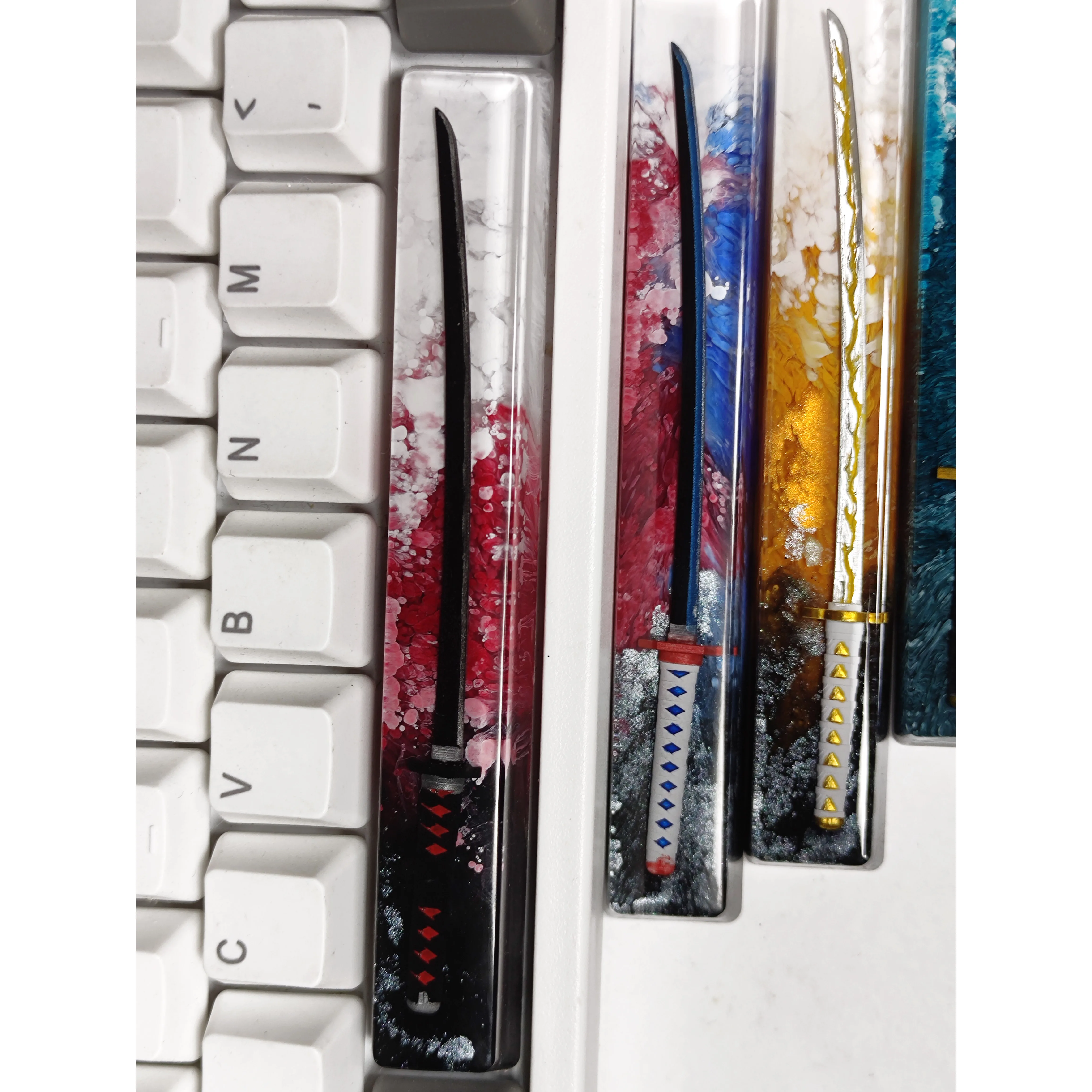 Anime Japonês Demon Slayer Artesanal Resina Keycaps 6.25u Barra de Espaço Custom mx Switch Key Caps para Teclado Mecânico Teclado Backlit Gk64 61