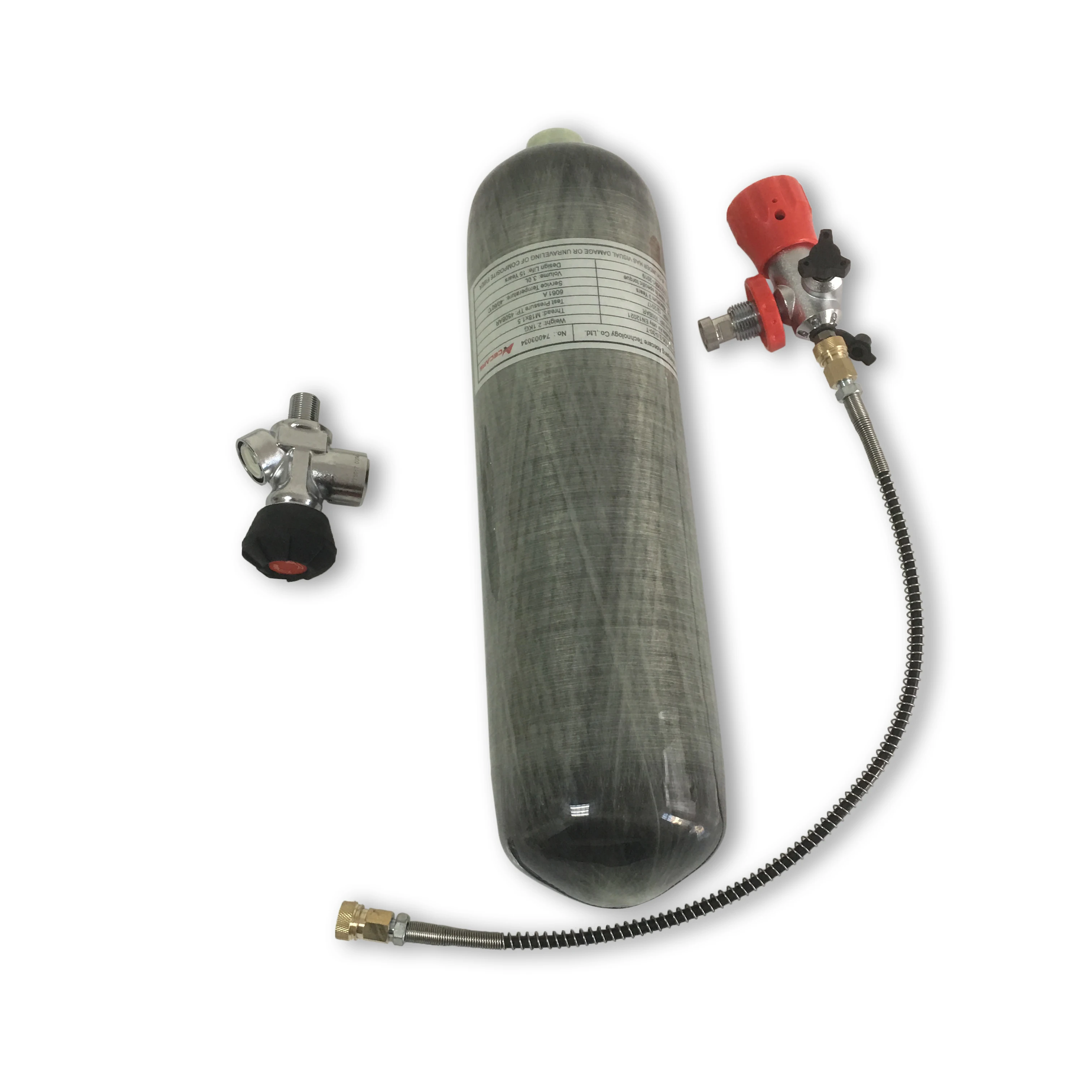 acecare 6 8l ce carbon fiber cylinder 300bar tank with gauge valve and filling station thread m18 1 5 for diving ACECARE 3L 300Bar 30Mpa 4500Psi Carbon Fiber Gas Cylinder HPA Air Tank Diving Bottle M18*1.5 with Valve and Filling Station