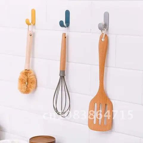 

ABS Nordic Style Pure Color Self-adhesive Plastic Wall Hook J Shape No Trace Multi Purpose 1Set Home Decoration