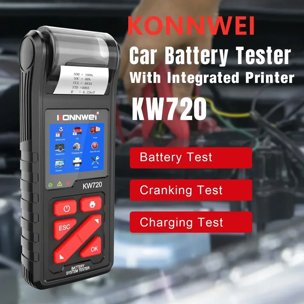 

Тестер аккумулятора KONNWEI KW720 6 в/12 В/24 В для мотоциклов и грузовиков