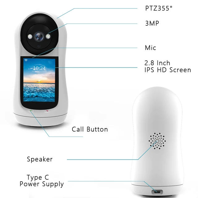 BESDER 3MP PTZ Wifi Camera Video Call with 2.8 Inch IPS Screen Baby Cry Sound Detection Security IP Camera Baby Monitor iCSee - Image 6