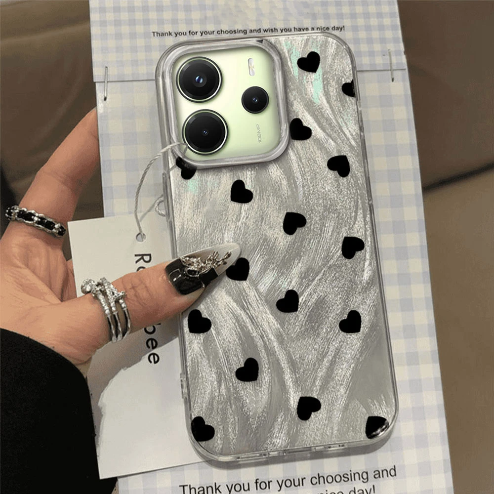 Black Full Screen Love Phone Case - Silicone Back Cover