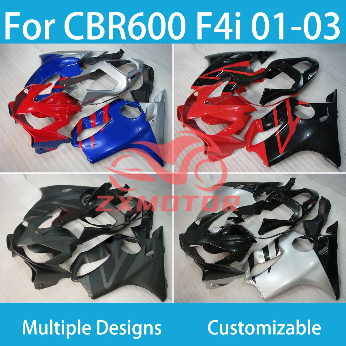 

Blue Red Fairing Fit for Honda CBR600 F4i 01-03 Can be Customized Color Injection Molded Fairings CBR 600 F4i 2001 2002 2003