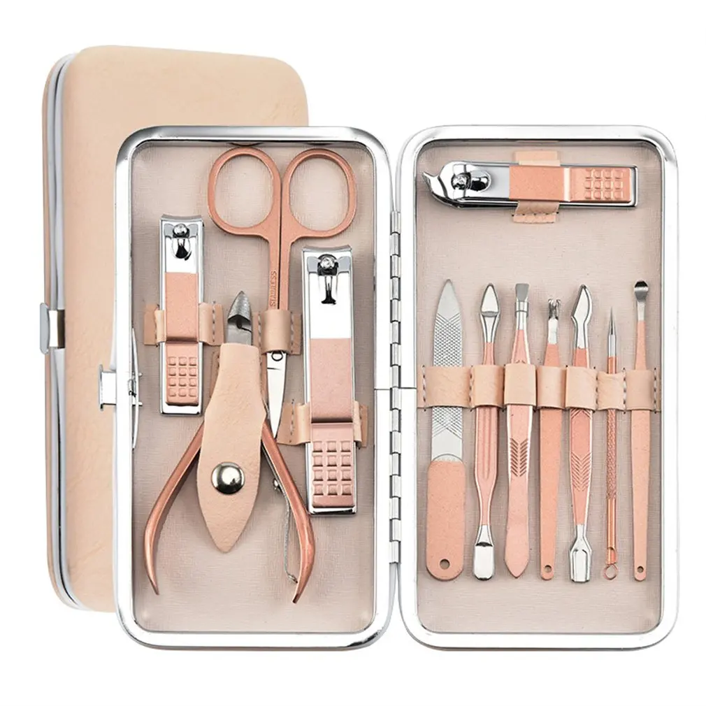 12Pcs Stainless Steel Black Multiple Pieces Set Nail Clipper Set Decoration Eyebrow Personal Care Nail Tool Nail Clipper Set 18 pcs pedicure set professional manicure set nail clipper stainless steel nail file dead skin clipper pedicure foot care tool