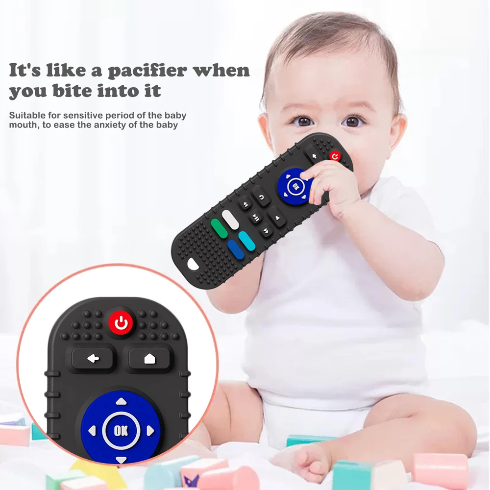 1Pcs Soft Chewable Baby Toys, Remote Control Shaped Baby Teething Toys, Teething Toys for Boys and Girls, Freezable, BPA Free 5