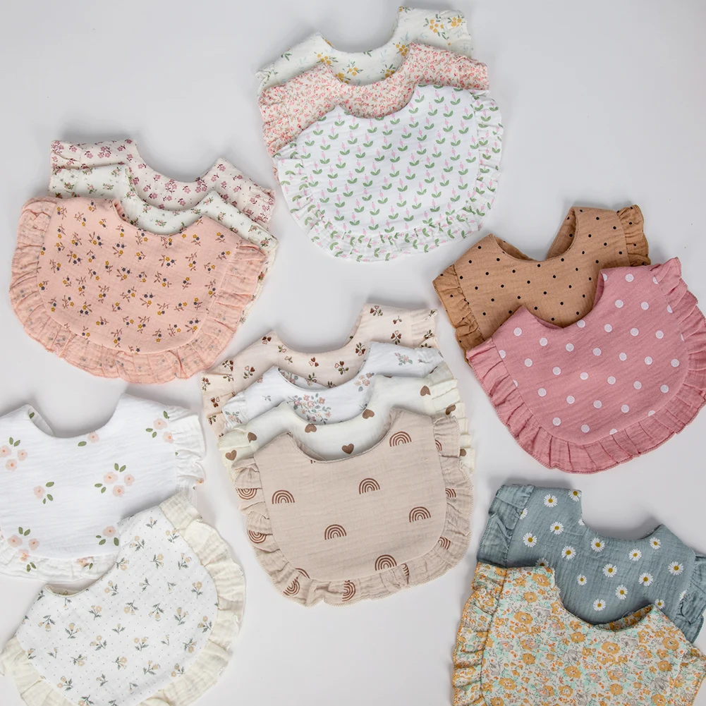 Floral Muslin Baby Bibs 1