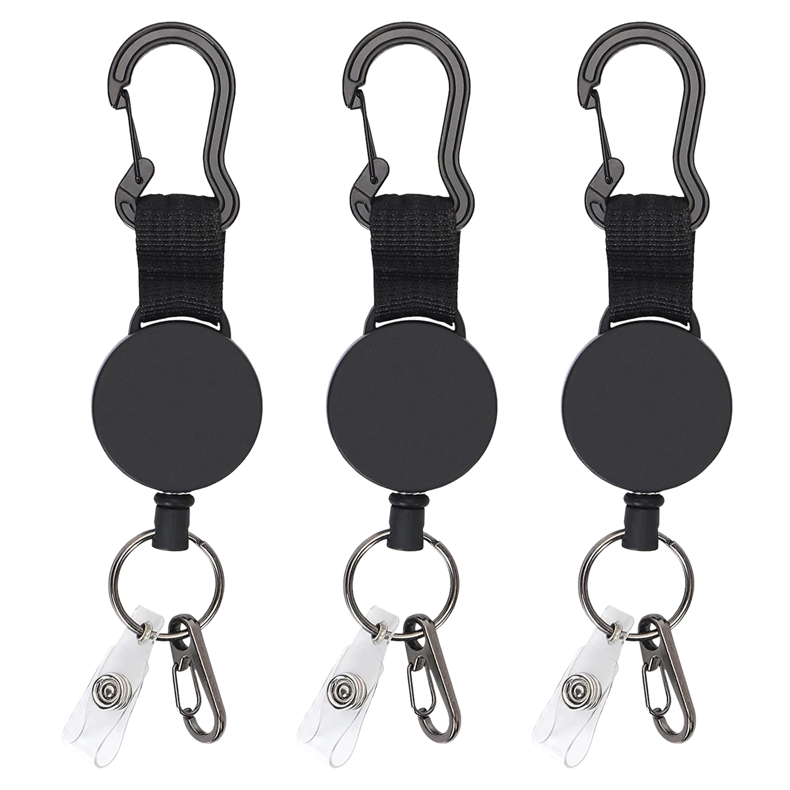 

3pcs Key Chain Fishing Flexible Extendable Lanyard Portable Traveling Heavy Duty Badge Retractable Office Walking ID Card