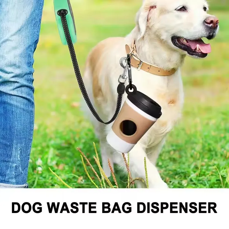 Portable Dog Poop Bag Holder Pet Waste Bag Dispenser for Dogs Outdoor Pet Trash Bags Dispenser Coffee Cup-shaped Dispenser 4