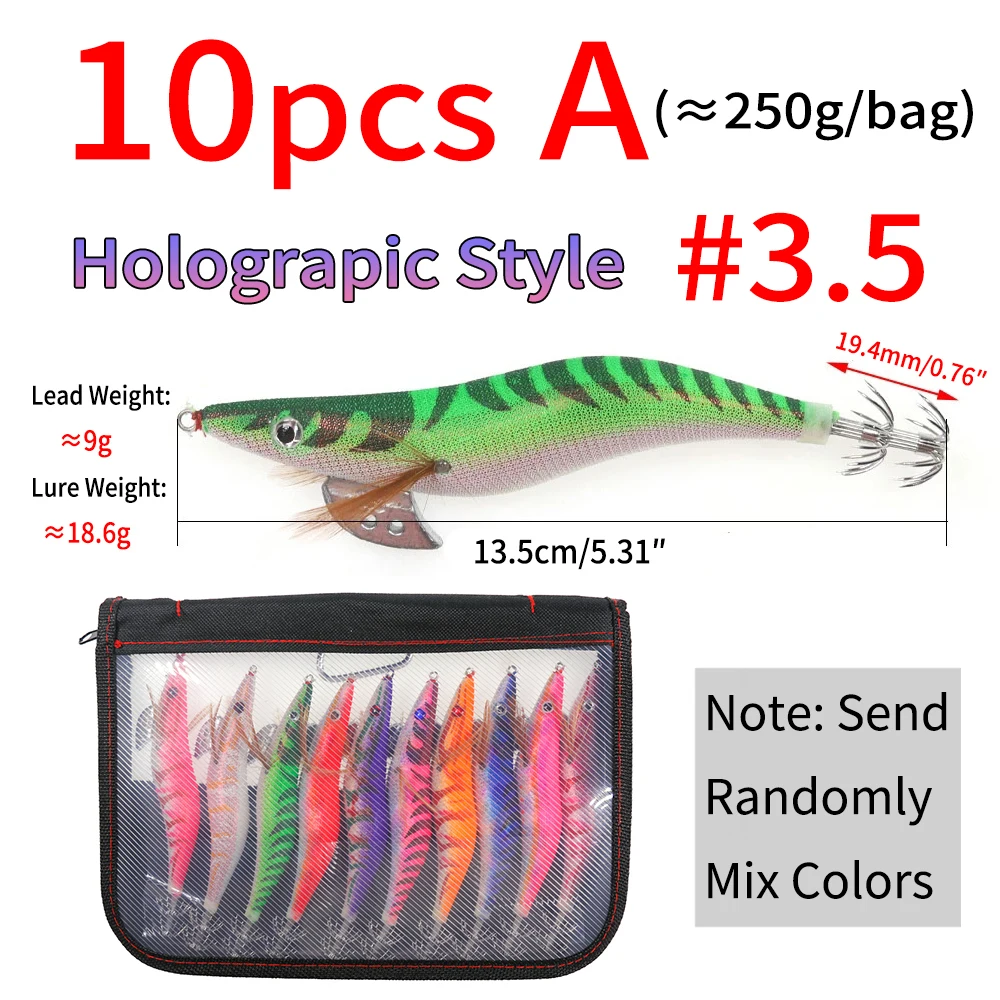 Elllv 10pcs Squid Lure Kit Holographic Skin Wood Shrimp Weighted Sinker  Double Layers Umbrella Hook Saltwater Fishing Jig Bait - Fishing Lures -  AliExpress