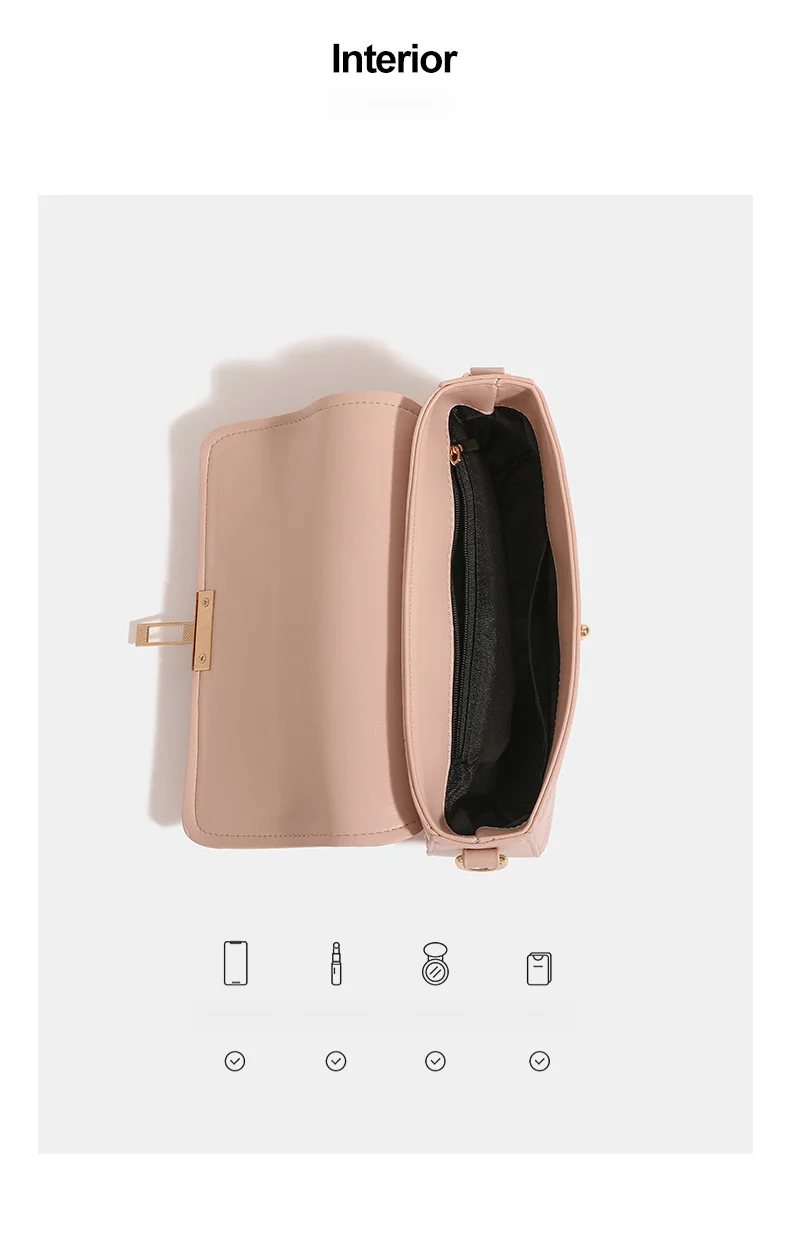 Bolso bandolera pequeño de mujer de color rosa de primera calidad con diseño francés de oolong de melocotón, primavera/verano 2024_voghion.com