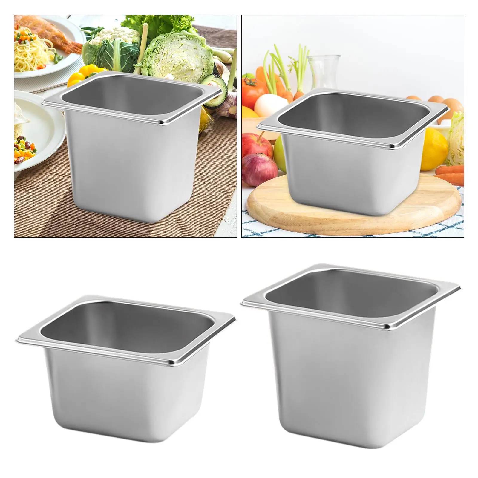 Stainless Steel Hotel Pans for Marinating Meat Preparing Bread Crumb Dish