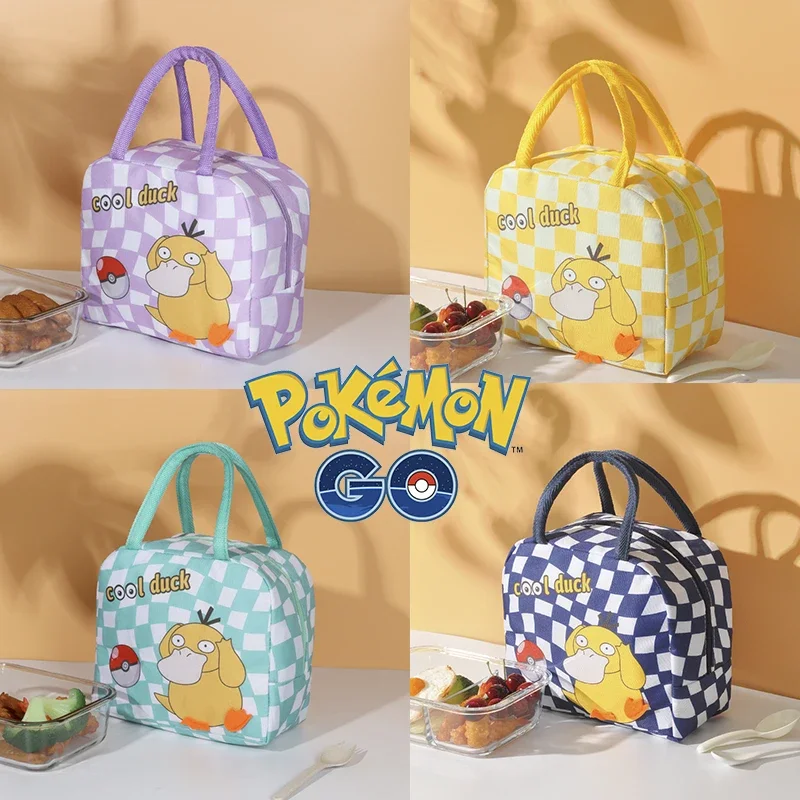 

Anime Pokemon Lunch Bag Cartoon Pikachu Psyduck Large Capacity Waterproof Thermal Insulation Bag Children Food Storage Box