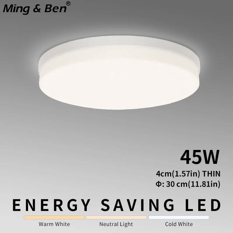 Round LED Ceiling Light 45W 220V 110V Energy Saving Ceiling Lighting for Living Room Bedroom Indoor Kitchen Modern Home Decor