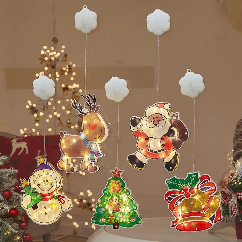5PcsChristmasDisplayWindowDecorationLightsLEDSuctionCup