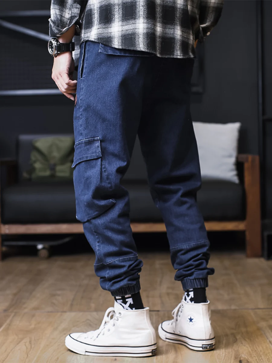 Men's Cargo Jeans Black Plus Size Harem Jean Trousers Men Streetwear Spring Summer Blue Casual Joggers Denim Pants  6XL 7XL 8XL