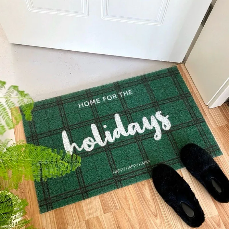 

2024 New Christmas Doormat Carpet PVC Anti Slip Mat Wire Ring Cutting Custom Home Mat Carpet Small Size Entrance Doormat