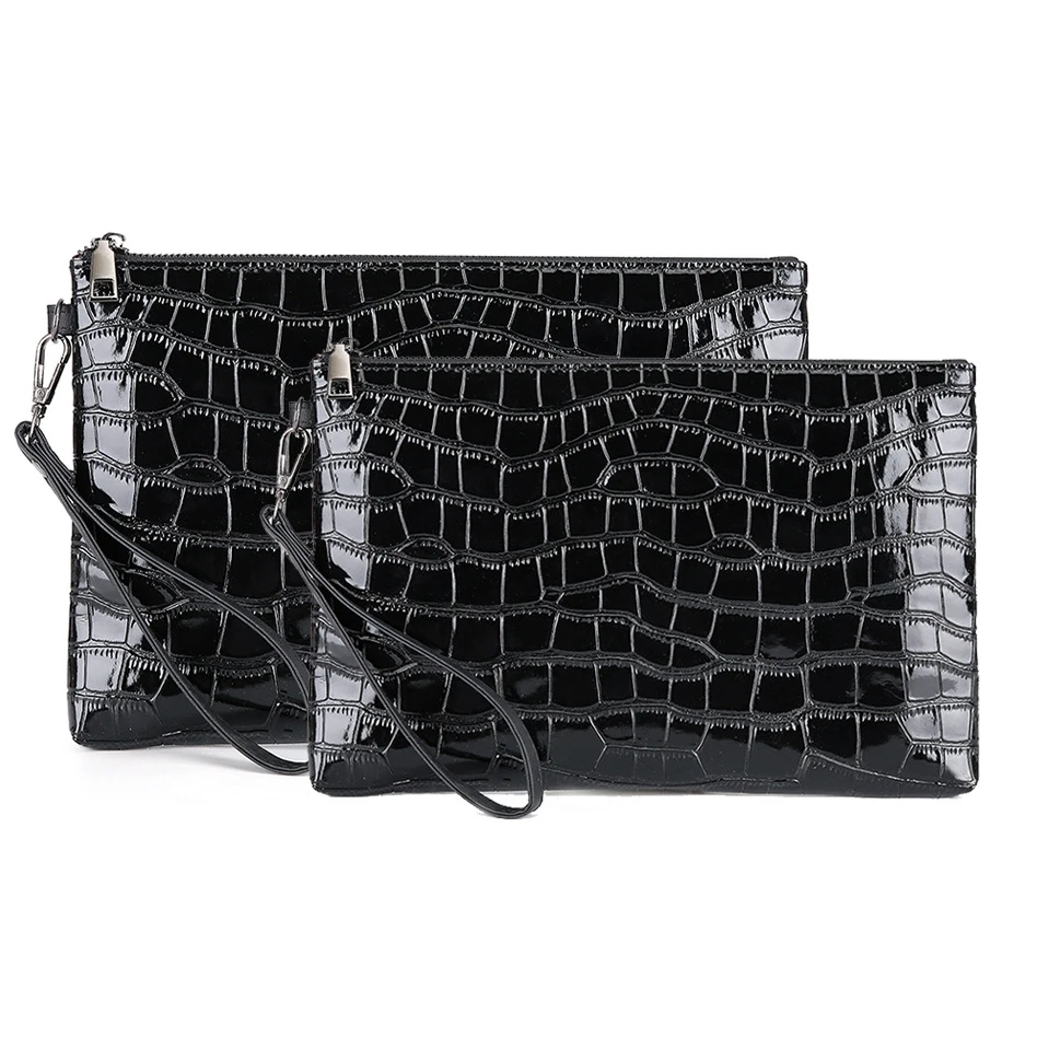 

Business Patent Leather Men's Clutch Bag Handbag Brand Woven Pu Leather Bag Black Large Capacity Envelope Bag 2022 New Wallet