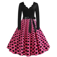 Women Vintage Long Sleeve Polka Dot Dress Spring Autumn New Year Party Dresses 3XL Black Vestidos - Image 6