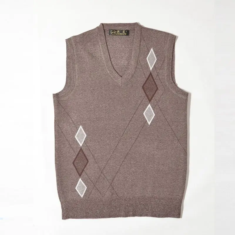 Wool Top Quality New Autumn Fashion Brand Contrast Pullover Sweater V Neck Knit Vest Men Sleeveless Casual Men Clothing C17
