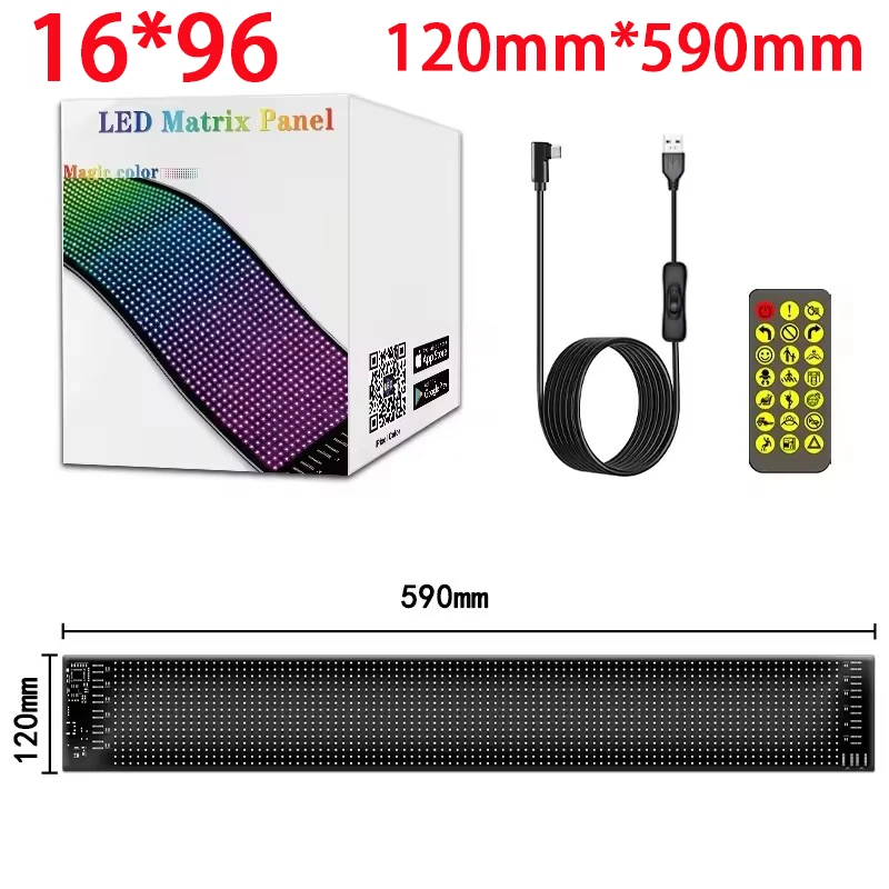 16x96 Plus Truck Eye RGB LED Matrix Pixel Panel Car Sign Animation