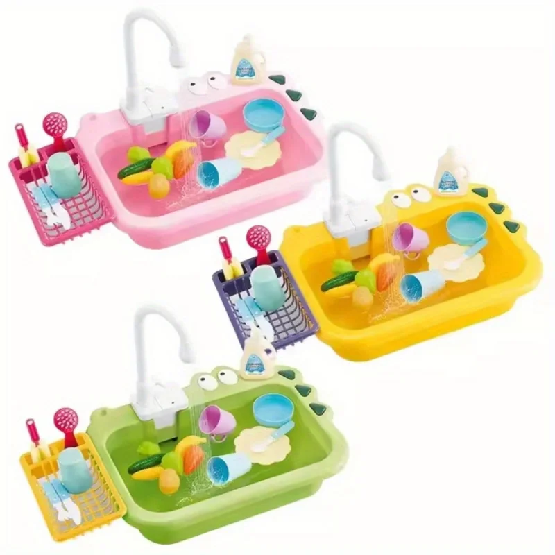 Real Dishwashers Realistic Kitchen Toys for Kids Electric Wash Dishes Kitchen Sink Cooking Dishwasher Set Set Toys