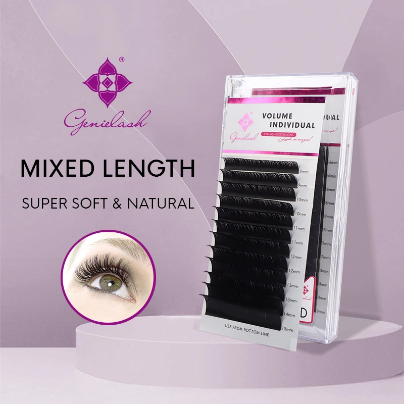 Genielash Individual Mink Eyelashes 0.05-0.07 BCD+MLD Curl Russian Volume Eyelash extensions supplies mega volume lashes
