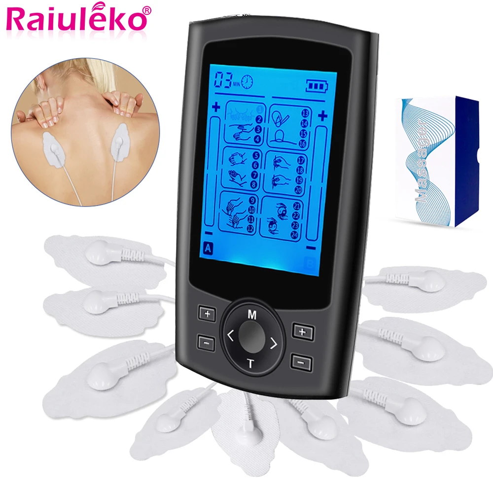 

24 Modes Electric Tens Muscle Stimulator EMS Pulse Body Massage Device With Electrode Pads Physiotherapy Relax Slimming Machine