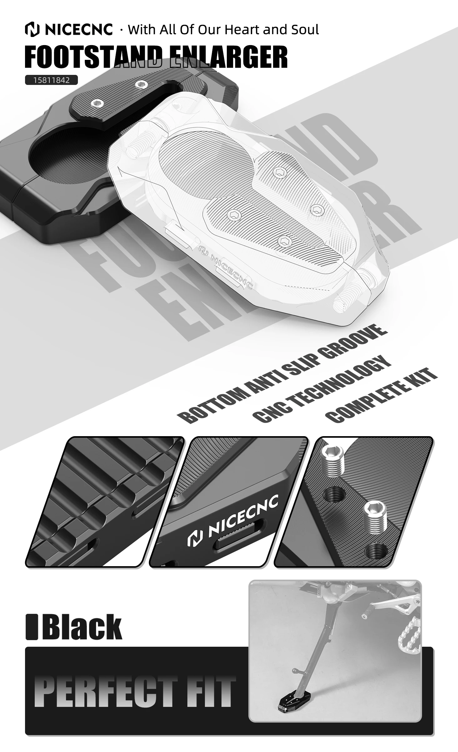 NICECNC Motorrad-Seitenständer-Verlängerungspad / Seitenständer-Schutz für BMW R1200GS R1200 GS R 1200 GS 2016 2017 2018 – Detail 2