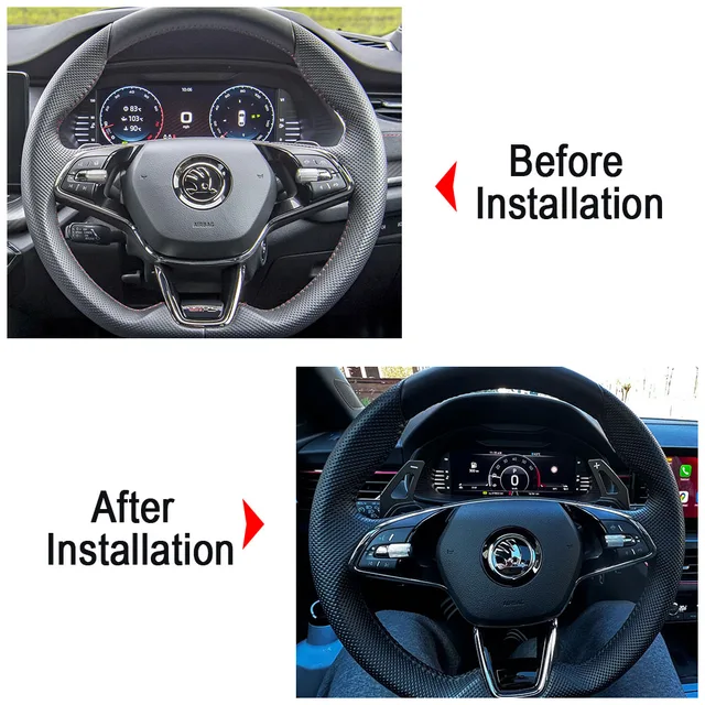Paletas De Cambio Para Volante Skoda - Aleación De Aluminio (rojo/negro, Compatible Con Octavia A8/Kodiaq)