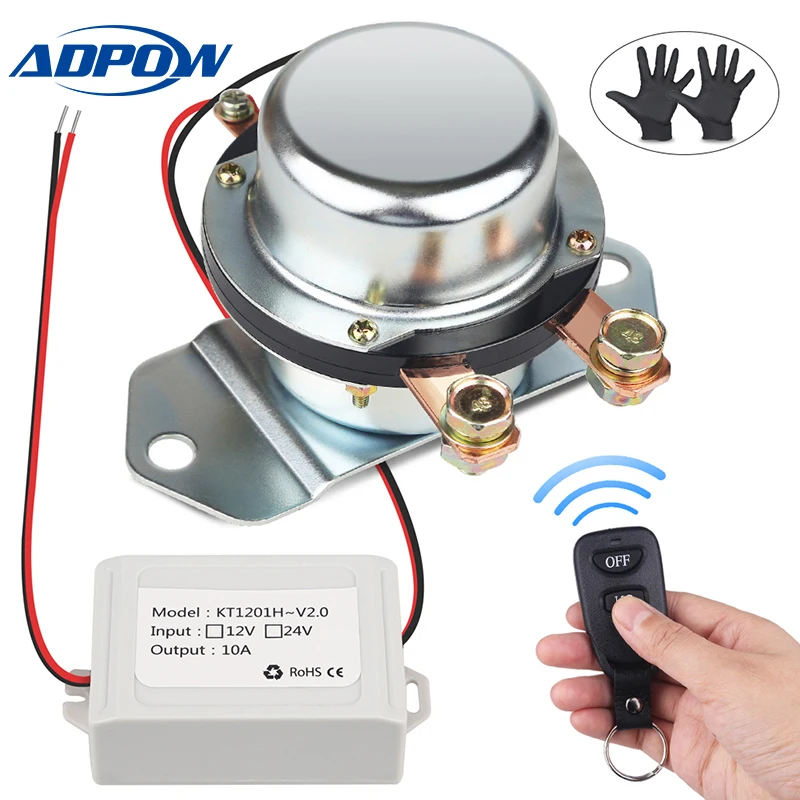 

ADPOW Remote Control Car Truck Battery Master Switches 12V 24V Auto Bus Yacht Battery Isolator Cut Off Disconnect Relay + Gloves