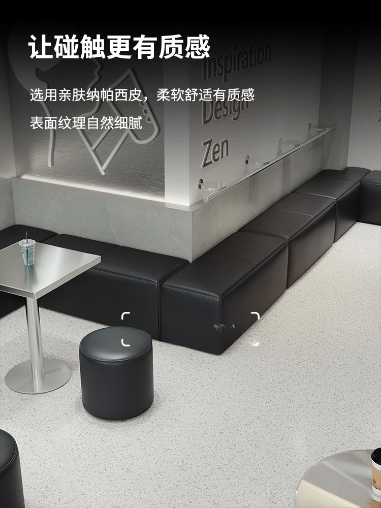 Industrial style milk tea shop wall sofa booth cafe backless bench commercial tables and chairs