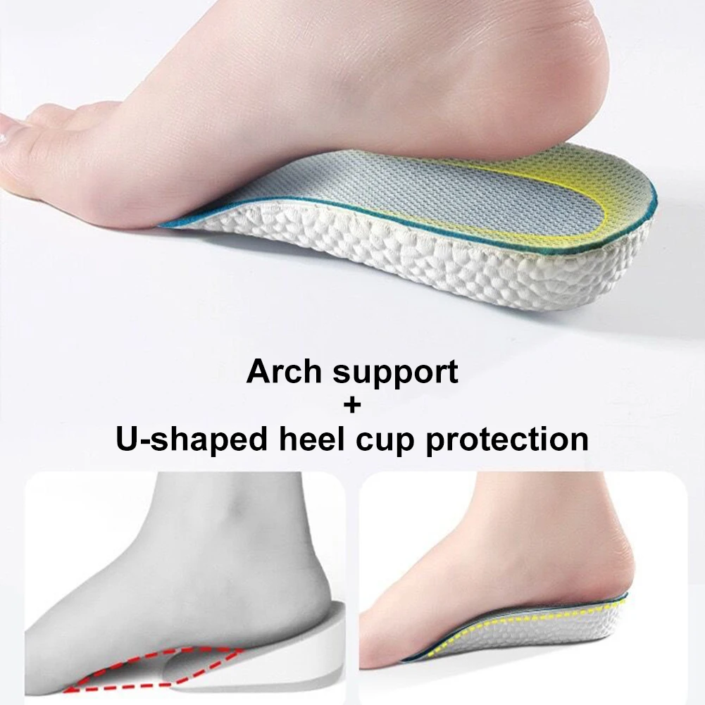 1.5-3.5cm Taller Arch Support Height Increase Insoles Light Weight Soft Elastic Lift Elastic Lifting For Men Women Shoes Pads