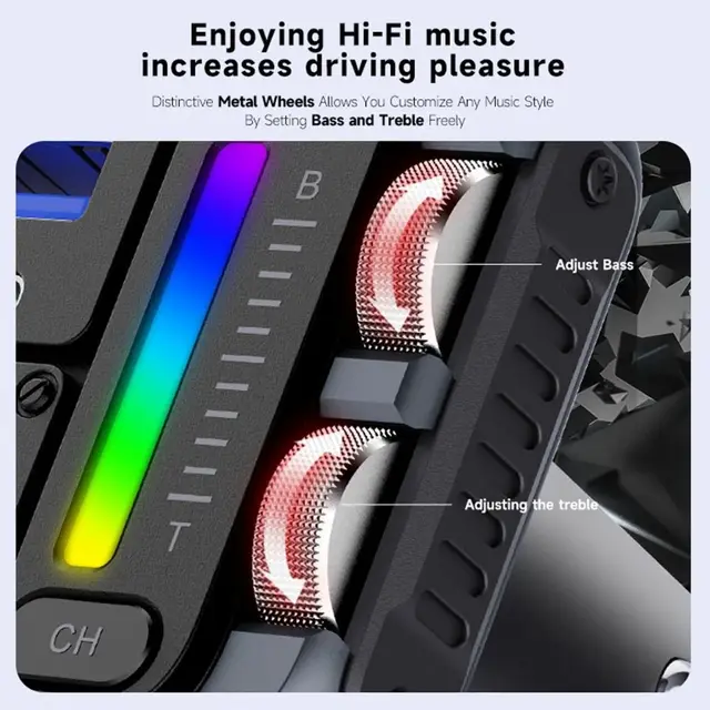 5V/2.4A Bluetooth 5.3 FM Transmitter Colorful Atmosphere Light Digital Display Car MP3 Music Player Support USB Flash Drive 2
