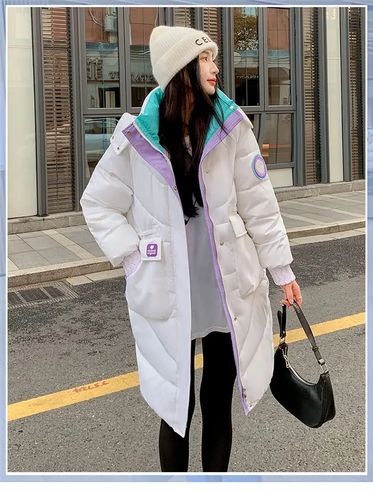 Oversized Winter Hooded Parker Women Down Jacket 2026 New Thicken Cotton Padded Coat Fashion Long Overcoat Female Warm Parkas
