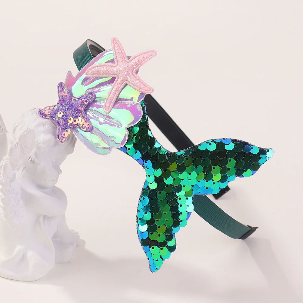 Multi-layer Sequins Mermaid Headbands Hair Bands For Girls Rainbow Pearls Handmade Kids Hair Accessories