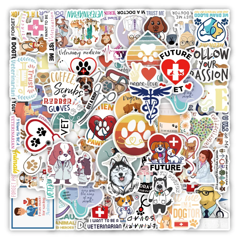 

10/30/50 DIY Cartoon Animal Stickers, Veterinary Handmade Motorcycles, Cars, Laptops, Fun Stickers, Children's Toys