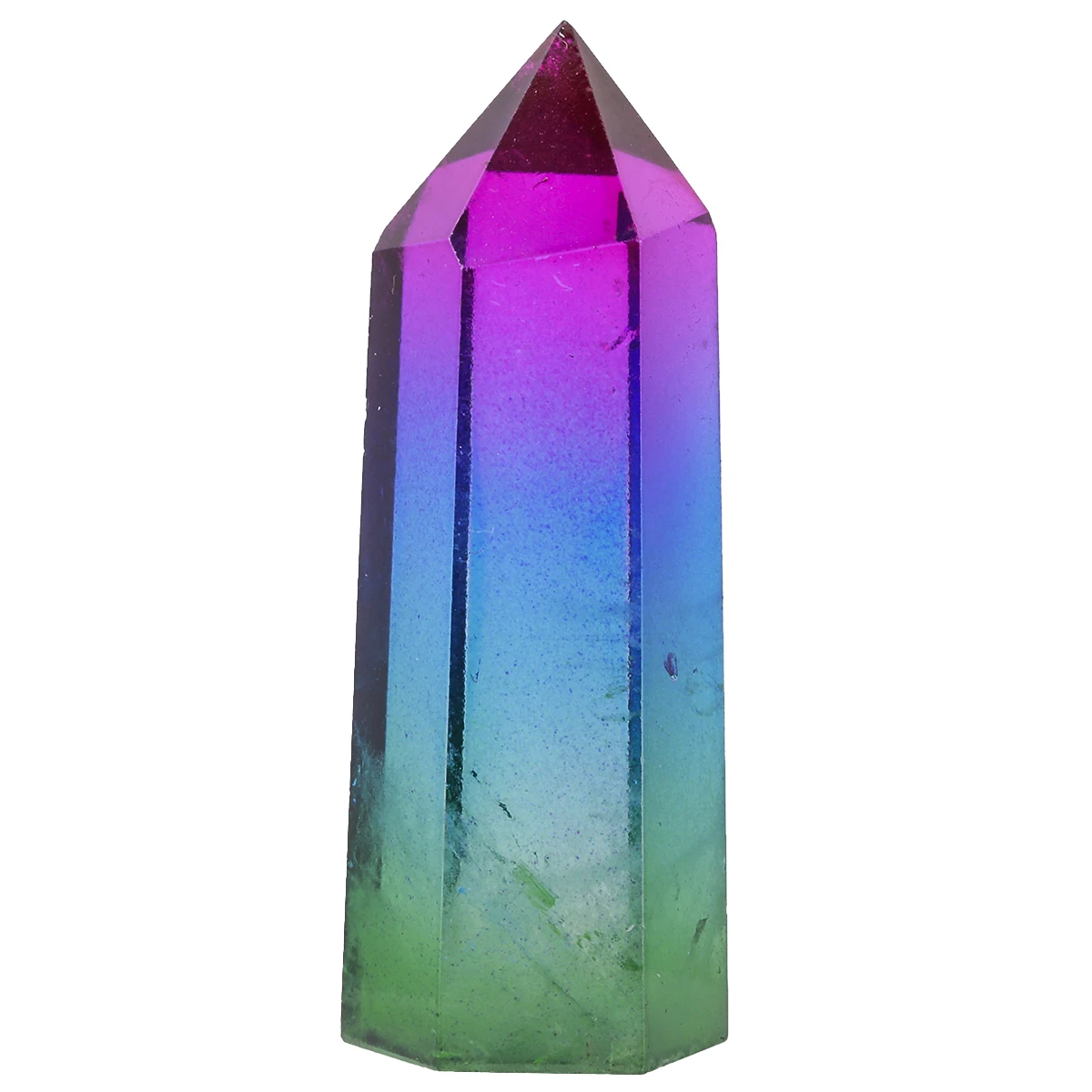 Natural Rock Quartz Electroplated Crystal Wand Point Healing 6 Faceted Prism Faceted Prism For Chakra Balancing