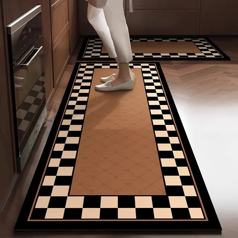 PVC Kitchen Floor Mat Modern Geometric Minimalist Art Oil-proof Waterproof Bedroom Carpet Non-slip Wear-resistant Balcony Rug 러그