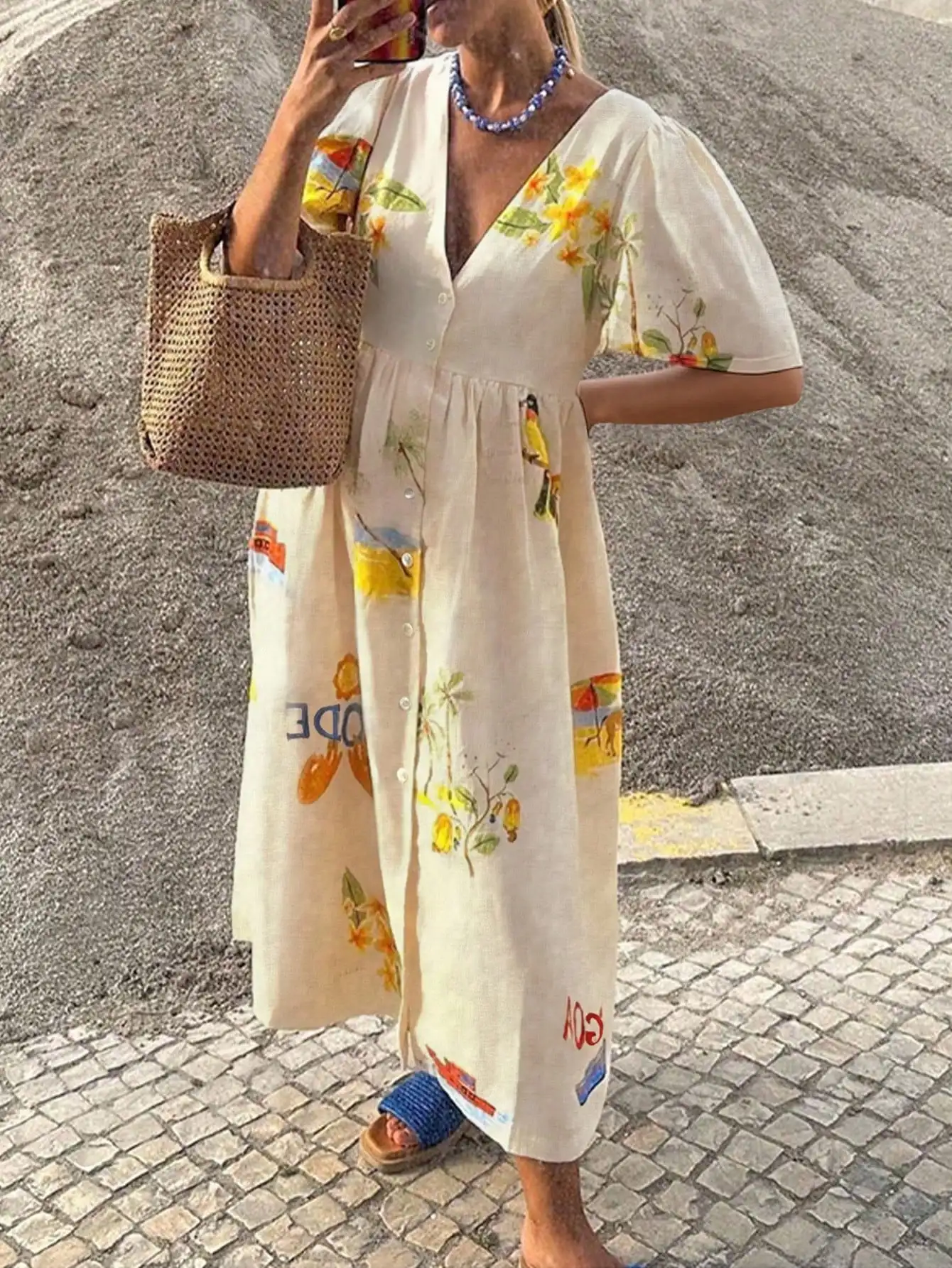 أزياء الربيع والصيف الجديدة طباعة عشوائية الخامس ا...