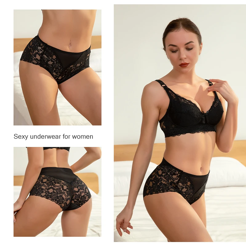 3PCS Nők csipkével Fartő Magas légnyomású levegő derékon Fehérnemű Rövid Vmint méret S-4XL sexi Női Alsónemű Pimasz sexi Nő lingeries intimates