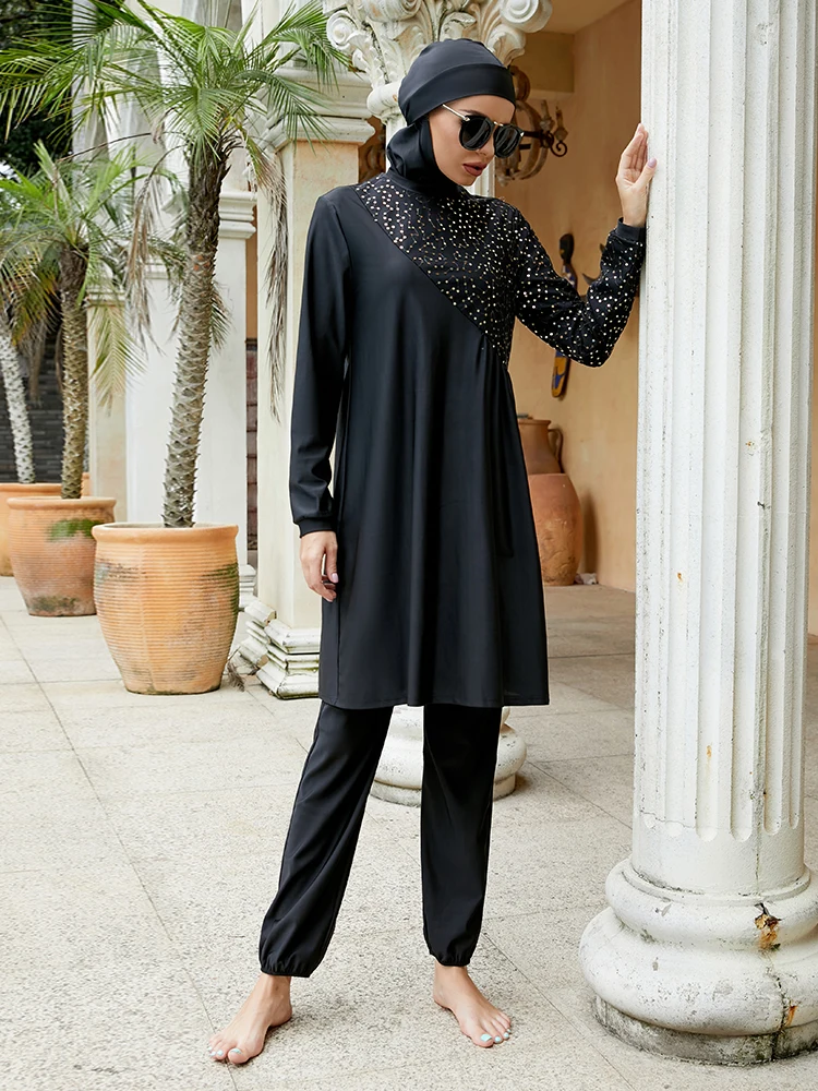 

Muslim Swimwear Women Abaya Dress Burkini Hijab Women Musulman 3pcs Swimsuit Muslim Swimming Suit Modest Swimwear 3 Pieces Sets