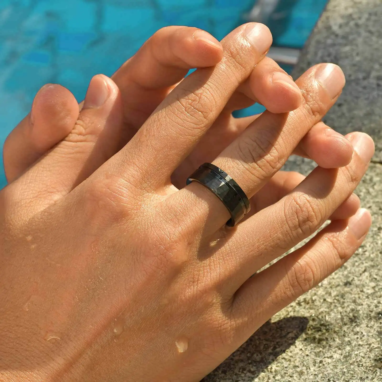Sleek Black Tungsten Carbide Ring with Brushed Surface Finish