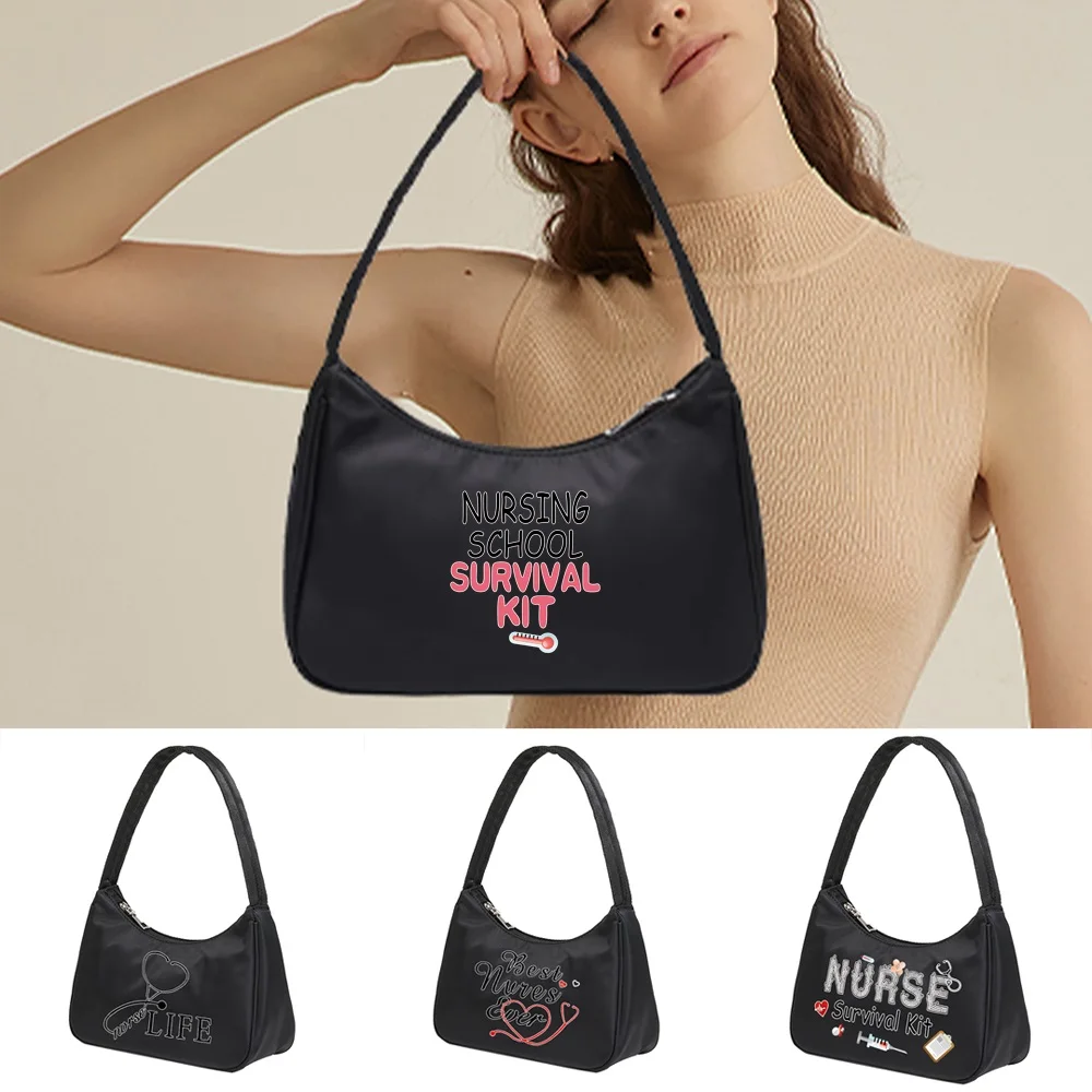 Women Shoulder Bags Underarm Pouch Commute Tote Bags Handbag Underarm Shoulder Pouch Purse Clutch Nurse Print