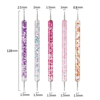 5Pcs/set Portable Nail Art Dotting Pen Crystal Beads Handle Dual-ended Drawing Painting Rhinestones Gems Pens Manicure Tools 2