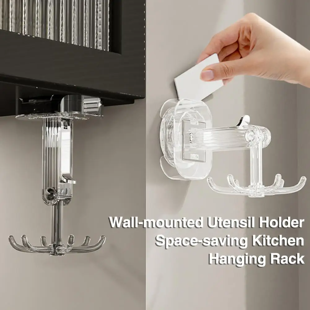 

Multi-purpose Utensil Organizer Rotating Utensil Holder Efficient under Cabinet Kitchen Utensil Hanger 360° for Organized