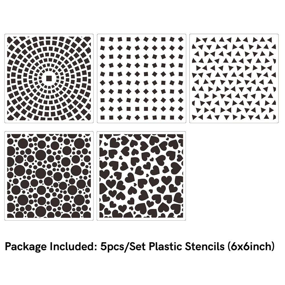 5 pçs/pçs/set bolhas textura irregular estênceis de plástico conjunto para  diy cartão de fazer