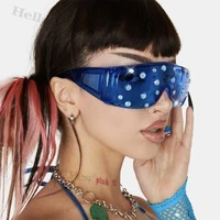 Respzed Diamond Lunettes de soleil pour femmes, Lunettes de soleil en cristal brillant, Protection contre les ombres, Lunettes une pièce, UV400, Mode de luxe, 2022 2