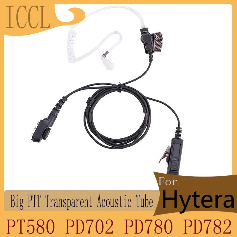 ICCL-Big PTT Acoustic Tube Earpiece Headset for Hytera,PT580,PD700, PD702, PD780, PD782, PD785, PD788, Walkie Talkie Accessories iccl big ptt acoustic tube earpiece headset for hytera pt580 pd700 pd702 pd780 pd782 pd785 pd788 walkie talkie accessories